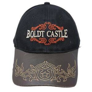 CSI Boldt Castle Hat Black Brown One Size Baseball Cap Faux Leather Brim